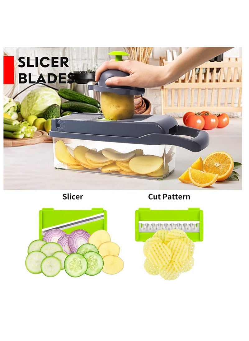 Vegetable Chopper, Pro Onion Chopper, Multifunctional 13 in 1 Food Chopper, Kitchen Vegetable Slicer Dicer Cutter, Veggie Chopper With 8 Blades