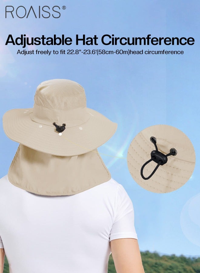 roaiss Detachable Wide Brim Fishing Hat with Shawl and Face Mask UPF 50+ Anti-UV Soft Foldable Breathable Sun Hat for Men & Women Adjustable Size Hiking Climbing Outdoor Hat - Image 4