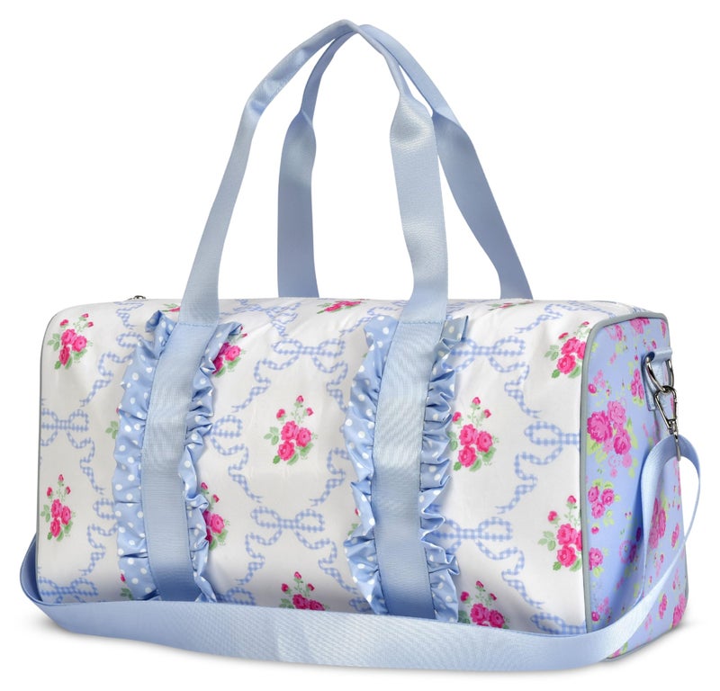 iscream 17" x 10" Duffle Bag with Double Handles, Removable, Adjustable Should Strap and Ruffle Accents - Vintage Vibes - Image 3
