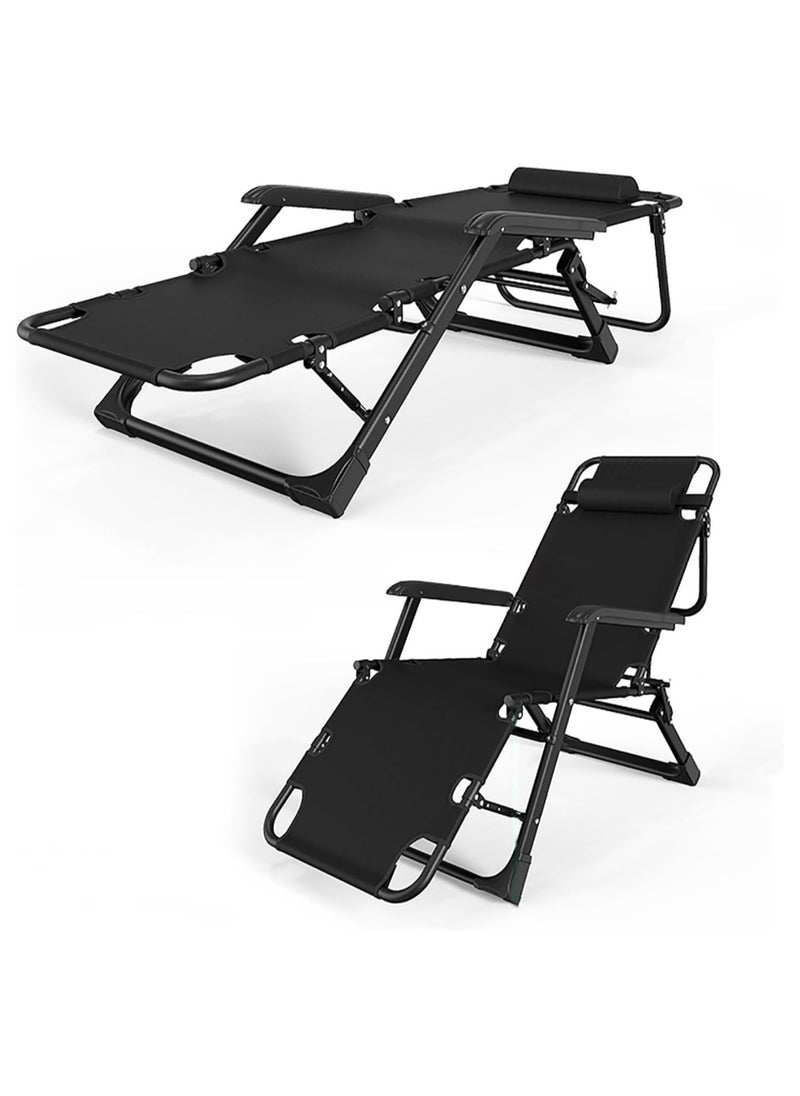 Generic - Sunlounger Folding Metal Garden Loungers And Recliners For Small Spaces - Image 1