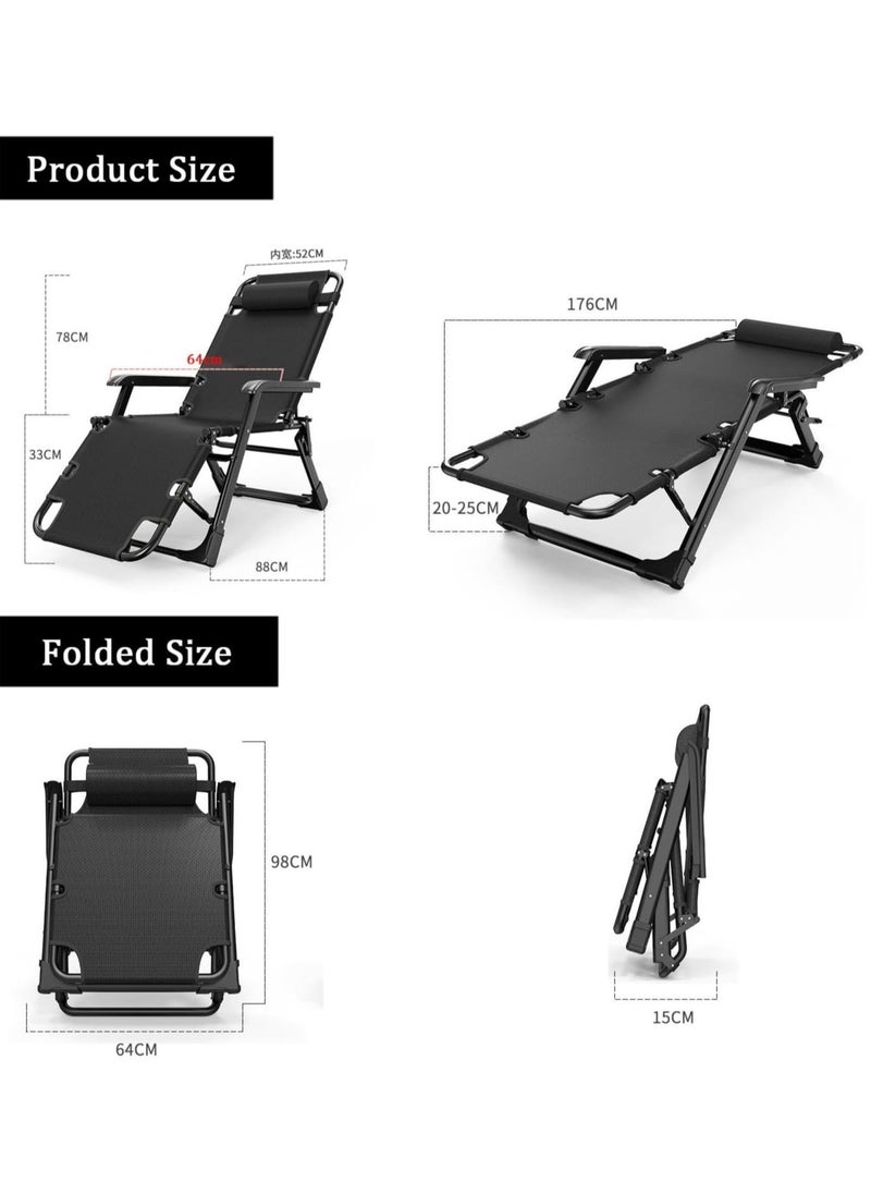 Generic - Sunlounger Folding Metal Garden Loungers And Recliners For Small Spaces - Image 1