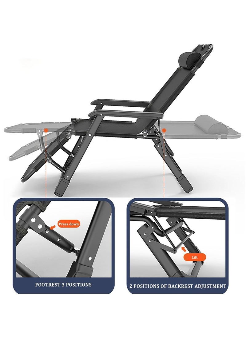 Generic - Sunlounger Folding Metal Garden Loungers And Recliners For Small Spaces - Image 1