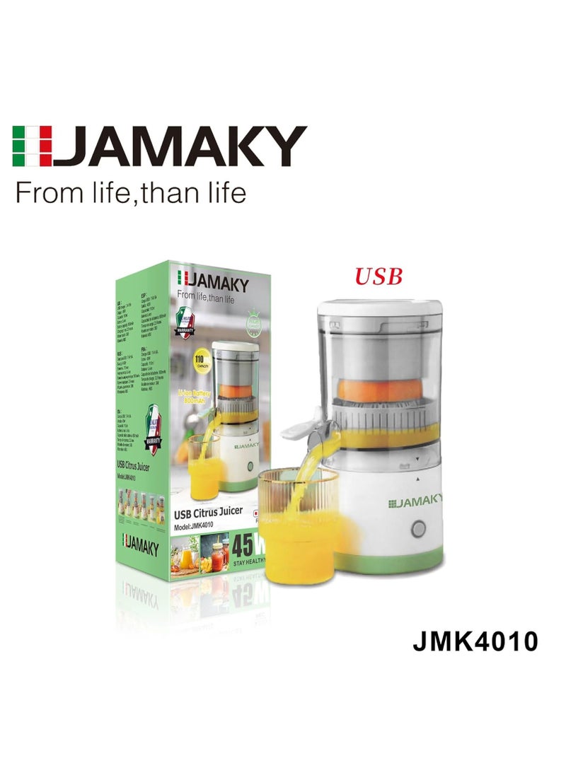 JAMAKY Italy USB Citrus Juicer – 45 Watt, JMK4010 , with Italian technology  - Image 1