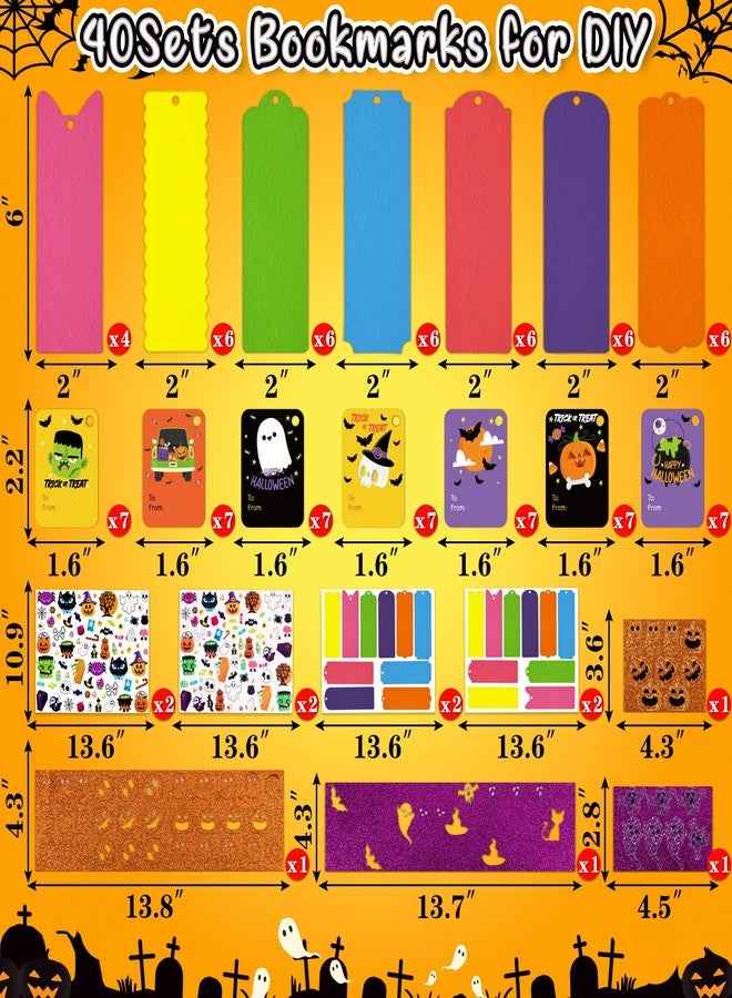 80UncleKimby 40 Sets Halloween Bookmark DIY Craft Kit with Stickers Accessories for Party Activities Craft Projects Gifts - Image 3