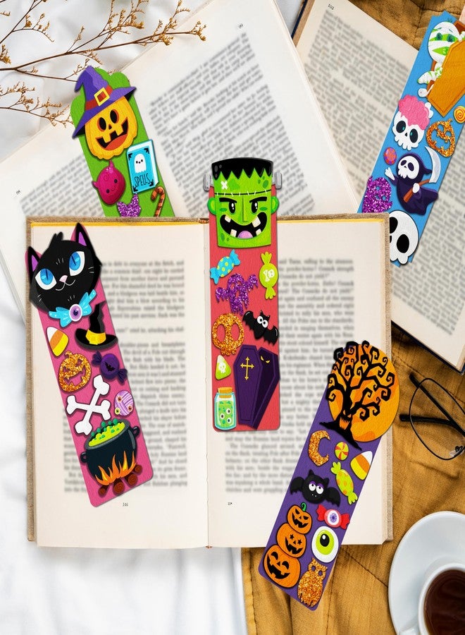 80UncleKimby 40 Sets Halloween Bookmark DIY Craft Kit with Stickers Accessories for Party Activities Craft Projects Gifts - Image 2