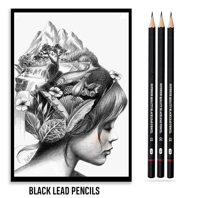 DaKos Sketch Pencil Set for Artists Drawing Art Supplies for Adults Kids 12 Black Pencils - Image 3