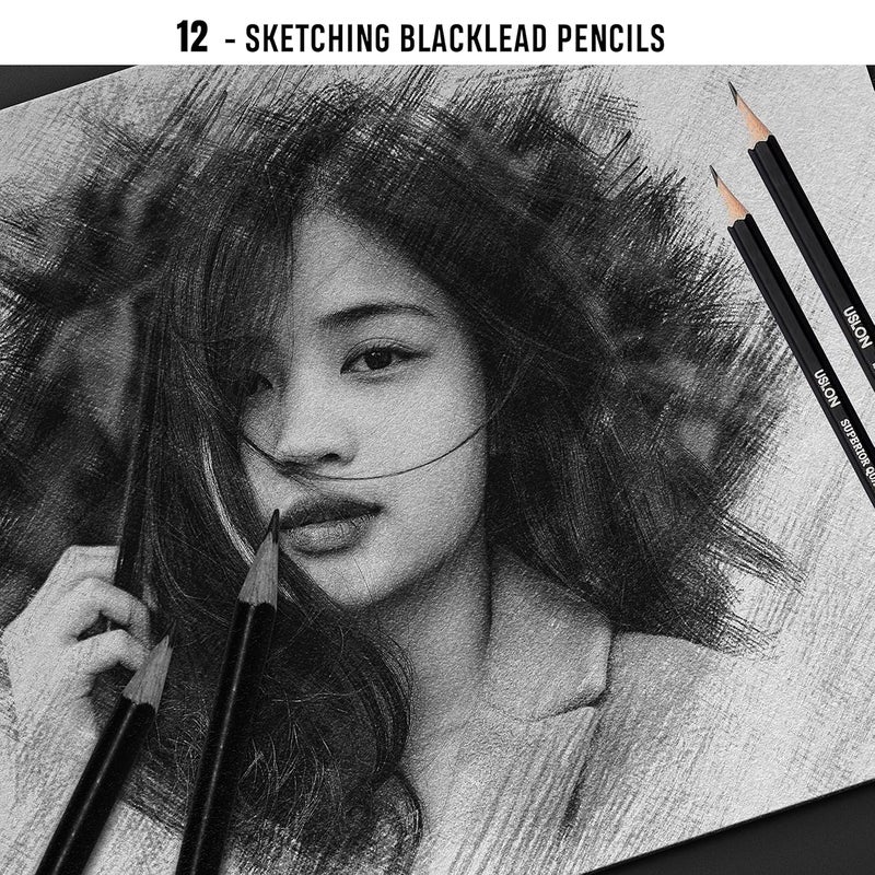 DaKos Sketch Pencil Set for Artists Drawing Art Supplies for Adults Kids 12 Black Pencils - Image 5