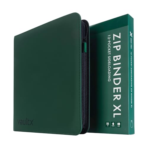 Vault X 12 XL Pocket Zip Binder, 624 Cards, Exo-Tec Material, 26 Side-Loading Pages (Green) - Image 1