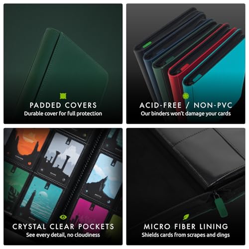 Vault X 12 XL Pocket Zip Binder, 624 Cards, Exo-Tec Material, 26 Side-Loading Pages (Green) - Image 5