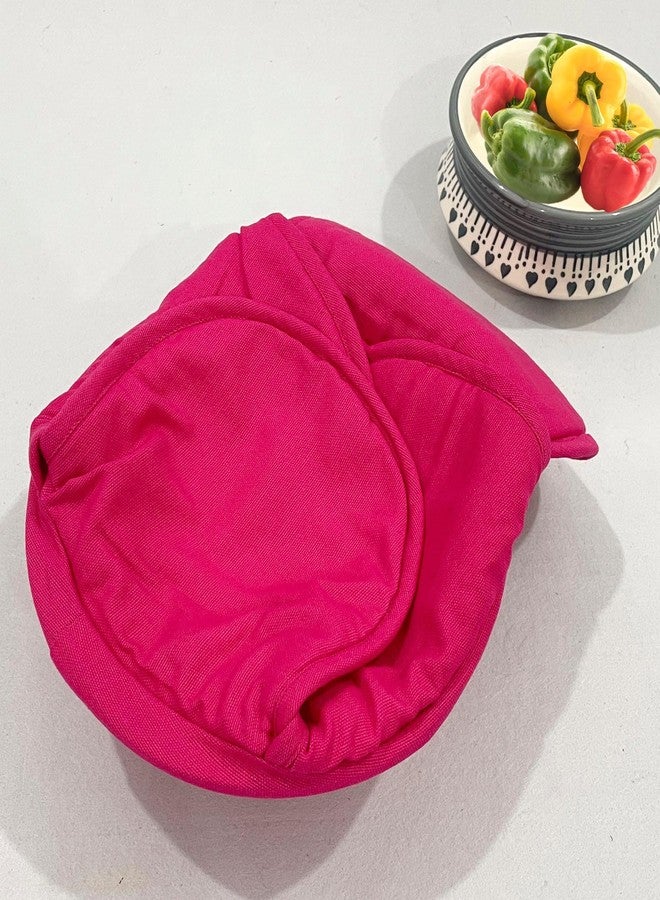 Swayam 100% Cotton Cloth Roti Casserole | Hot Chapati Box | Washable Bread Basket | 22 cm Round Roti Basket | Floral Design - Pink Fuchsia - Image 4