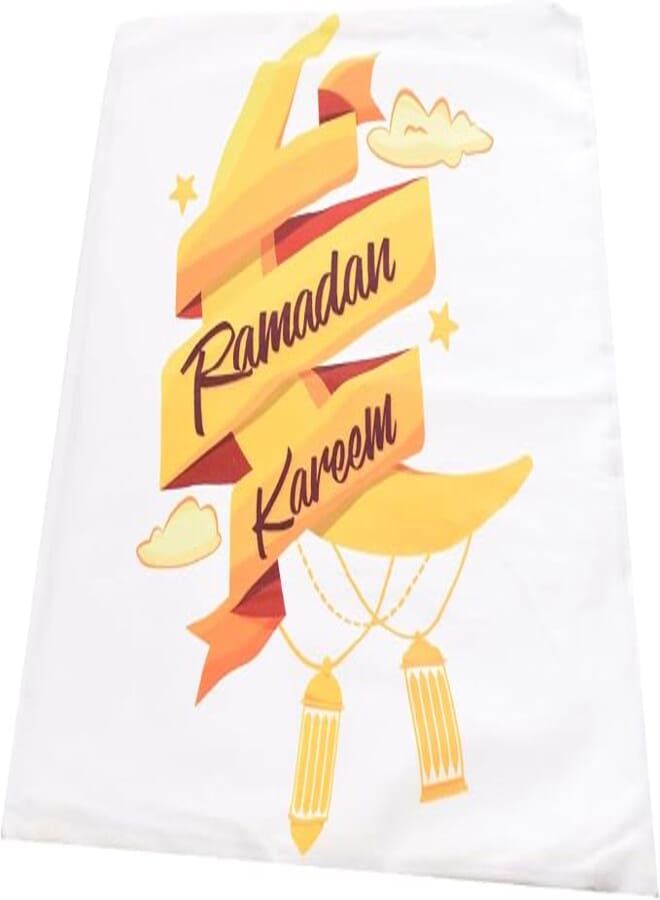 Generic Fabric Square Shaped Large Zipper Pillowcase Printed With Ramadan Kareem And Lanterns Design Perfect For Ramadan Home Décor Set Of 2 Pieces - Multi Color
