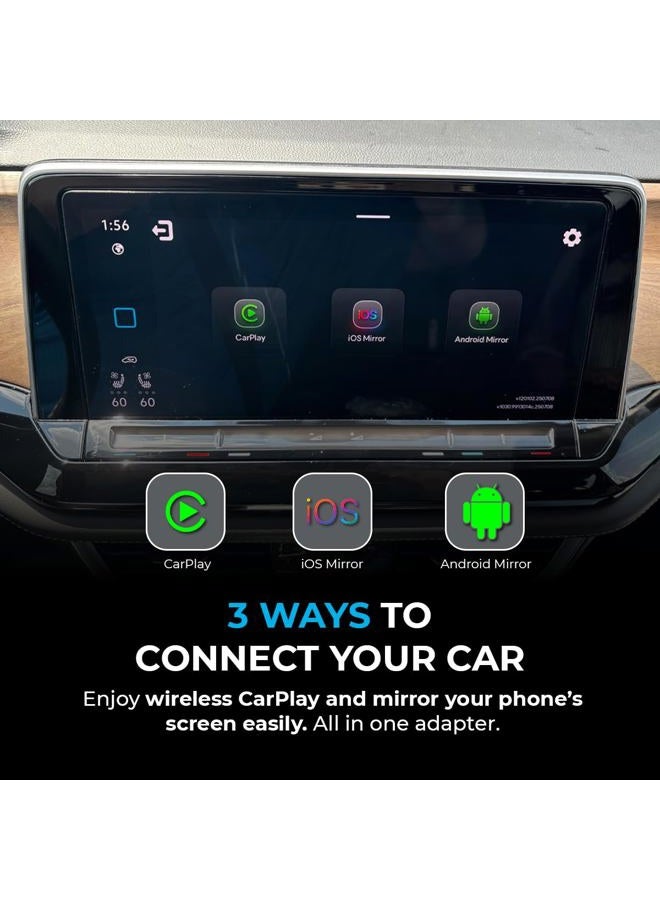 AutoSky Mirror Sync AMS-1 | Wireless CarPlay Adapter & Smartphone Screen Mirroring Device | USB-A & USB-C | Converts Wired CarPlay to Wireless | Plug & Play Connection - Image 3