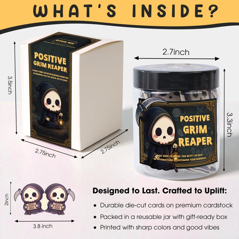 KATINAT Emotional Support Grim Reaper â€“ Positive Grim Reaper Jar, Dark Humor Spooky Gifts, Halloween Basket Stuffers for Adults Women Men & Funny Halloween Gifts for Adults, Coworkers, Boo Basket Stuffers - Image 2