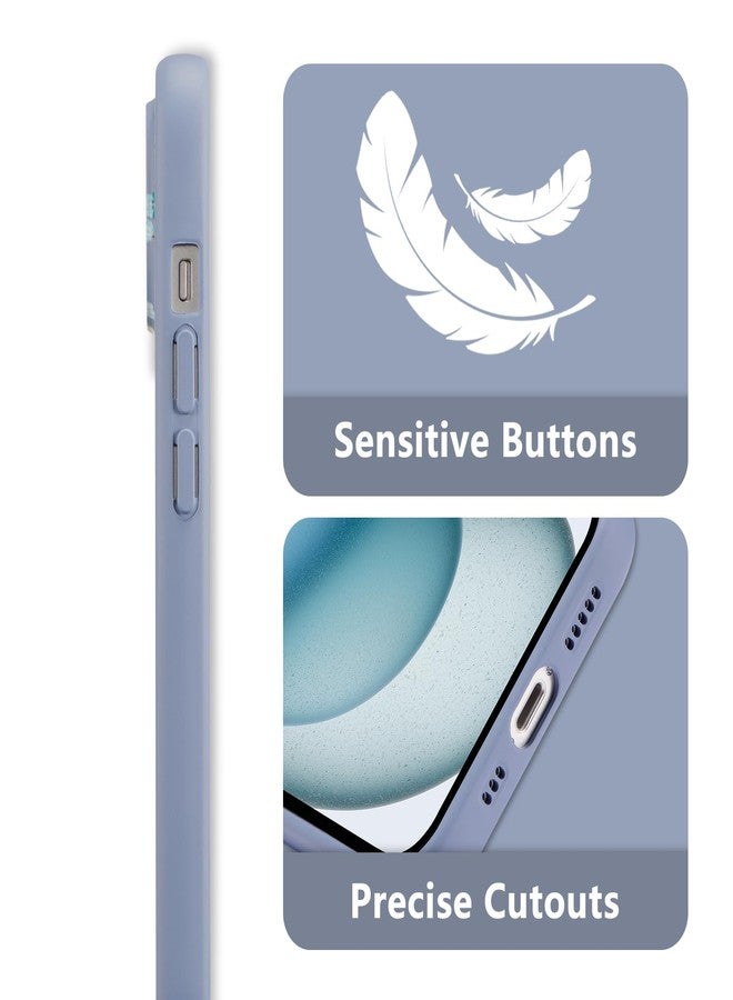 RALEAVO جراب RALEAVO بتصميم زهرة لهاتف iPhone 15 Plus، جراب حماية من السيليكون السائل، جراب ناعم بتصميم زهرة لطيفة لهاتف iPhone 15 Plus مقاس 6.7 بوصة، رمادي - Image 4