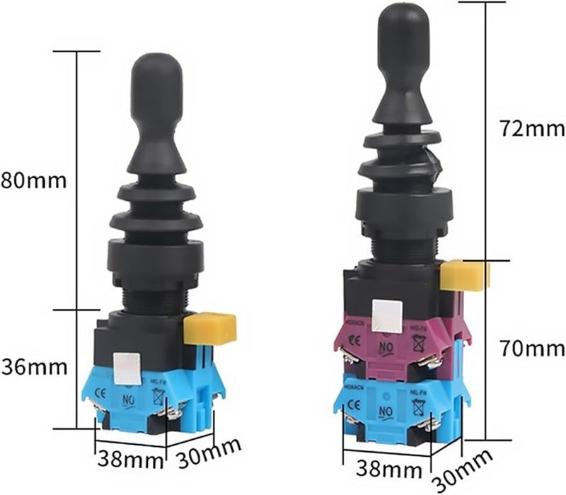 مفتاح عصا التحكم ذاتي القفل رباعي الاتجاه لحظي 2 موضع أحادي 4 وضع مقبض هزاز 22 مم - Image 5
