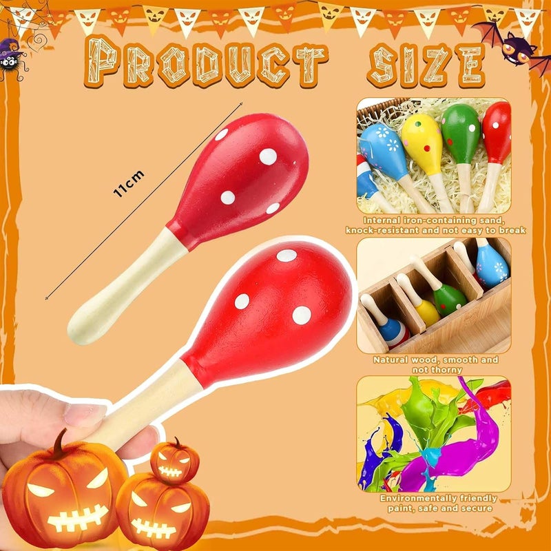 Jexine 30 Pcs Mini Sombrero Fiesta Hats Wooden Fiesta Maracas Set with 10 Mexican Sombrero Headbands 20 Pcs 43 Inch Wooden Fiesta Maracas Mini Sombrero Hats Straw Mexican Sombrero for Kids Dolls - Image 2