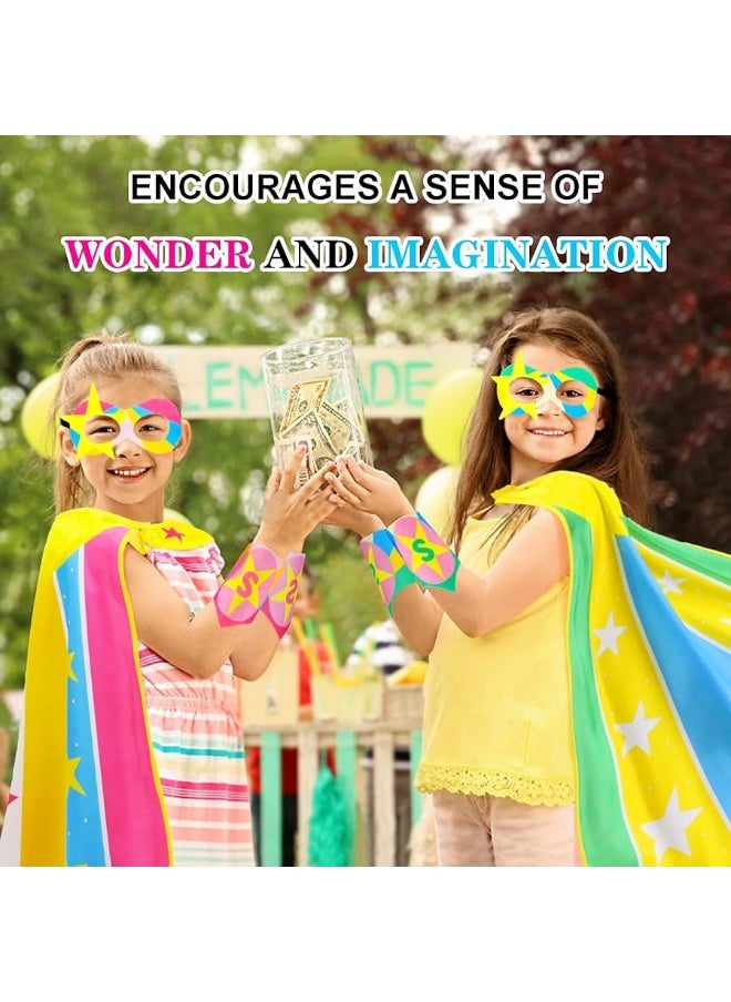 iROLEWIN iROLEWIN Superhero-Capes and Masks for Kids Bracelets Girls-Boys Super Hero Dress Up Costumes as Party-Toys Gifts  - Image 3
