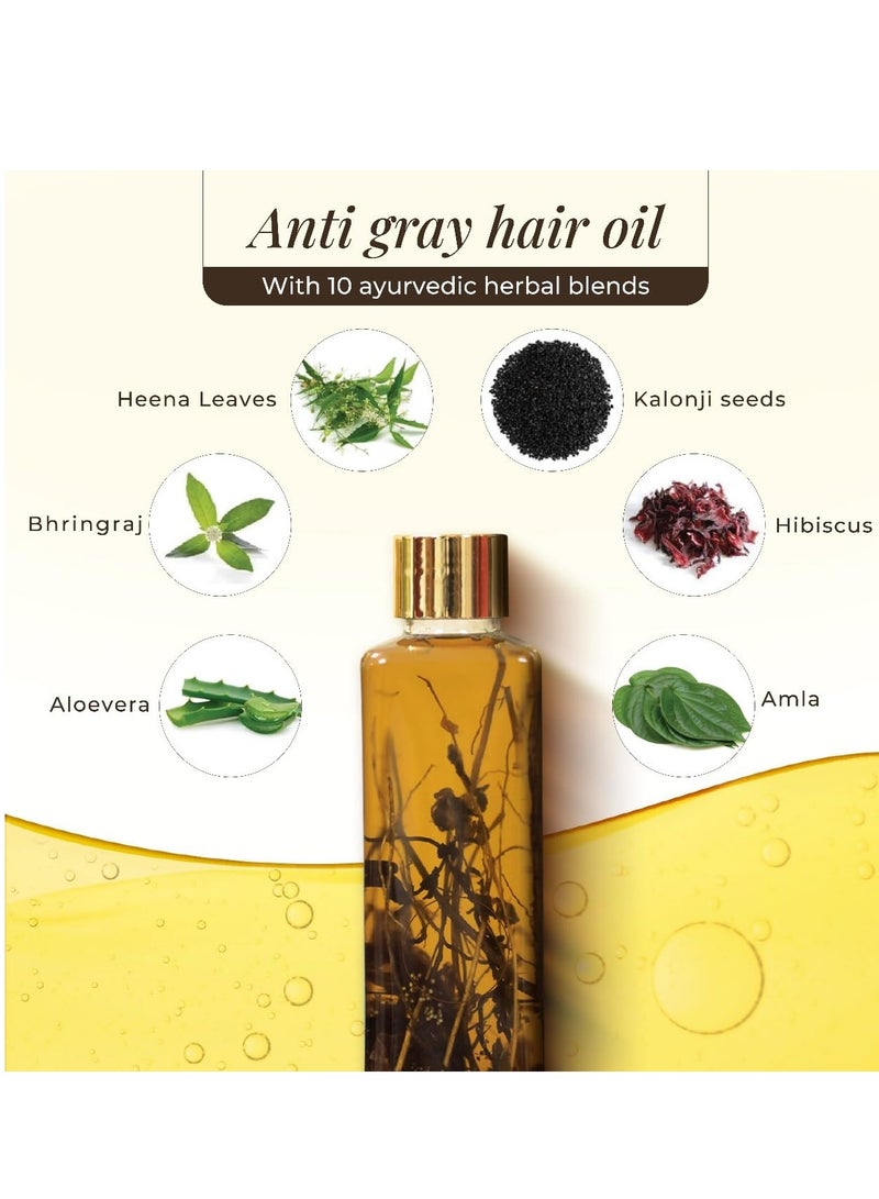 Veda Ayurvedic Cold Pressed Hair Oil | Ayurvedic Jadi Butis Infused Oil | 200ml - Image 2