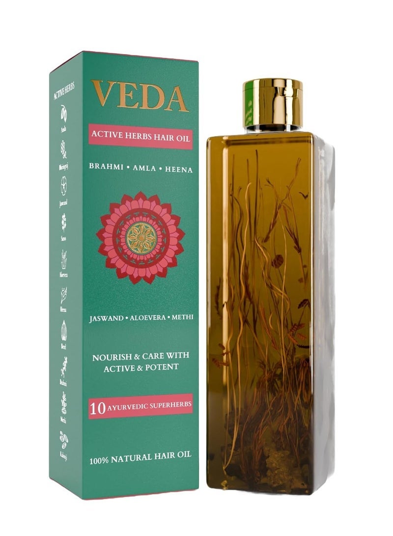 Veda Ayurvedic Cold Pressed Hair Oil | Ayurvedic Jadi Butis Infused Oil | 200ml - Image 1