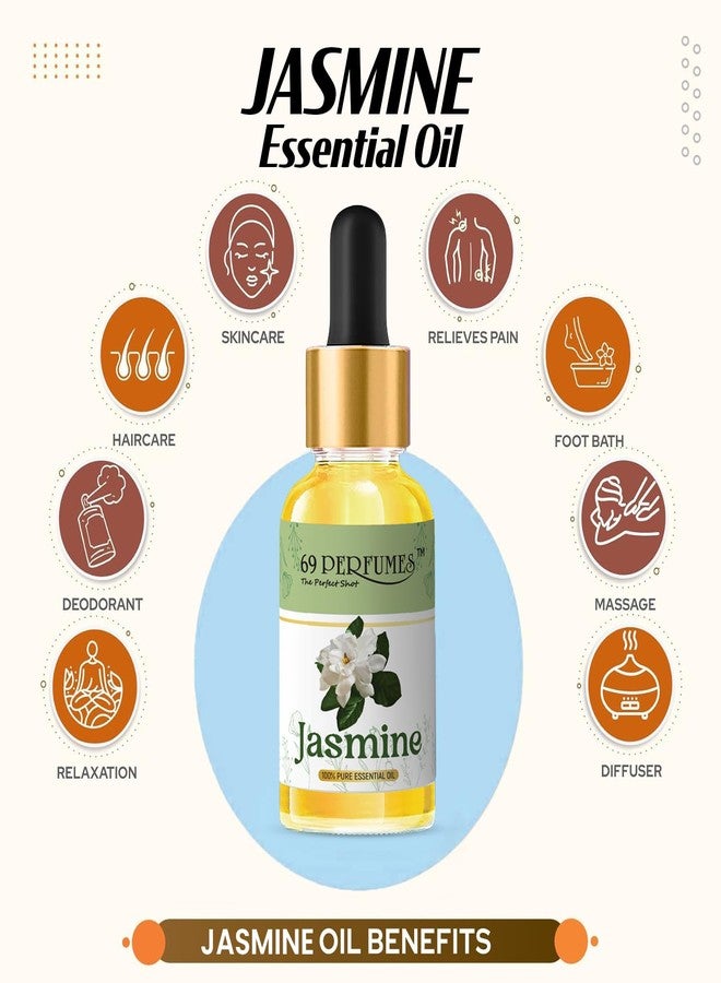 69 PERFUMES زيت الياسمين العطري من 69 بيرفيومز - زيت النعناع النقي العلاجي للشعر والبشرة والتبخير والناشر والعلاج العطري - 30 مل - Image 3