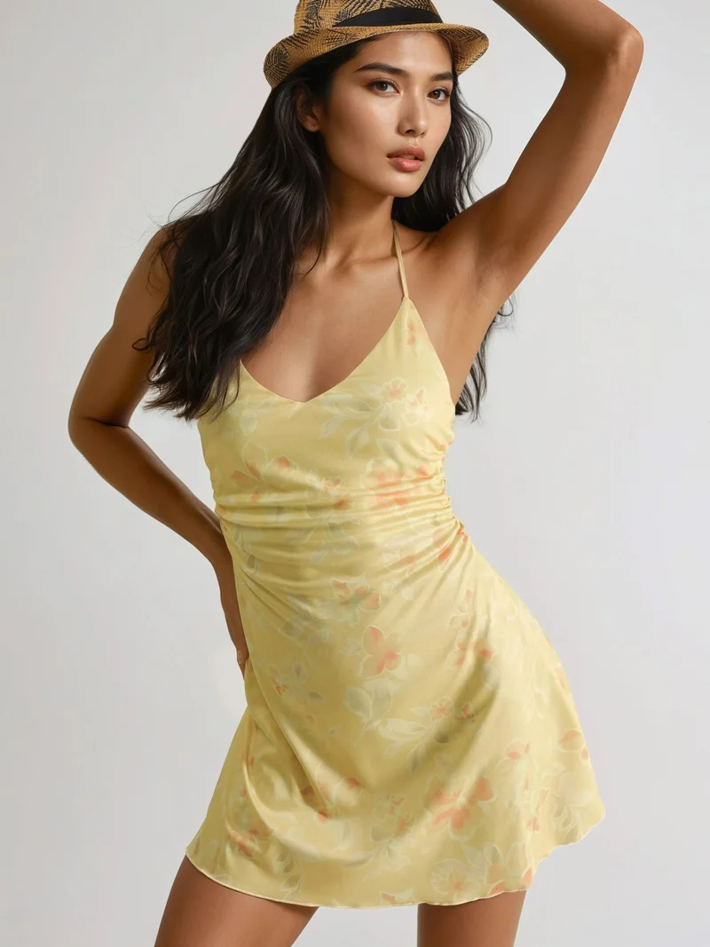 هيكاب Floral Halter Neck Mini Dress