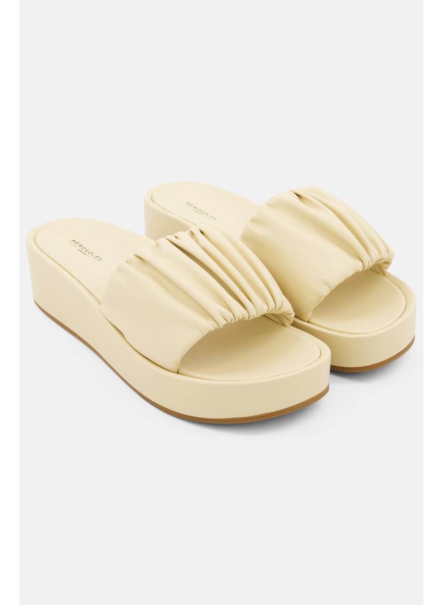 AEROSOLES Women Dada Crinkled Platform Sandals, Off White  - Image 1