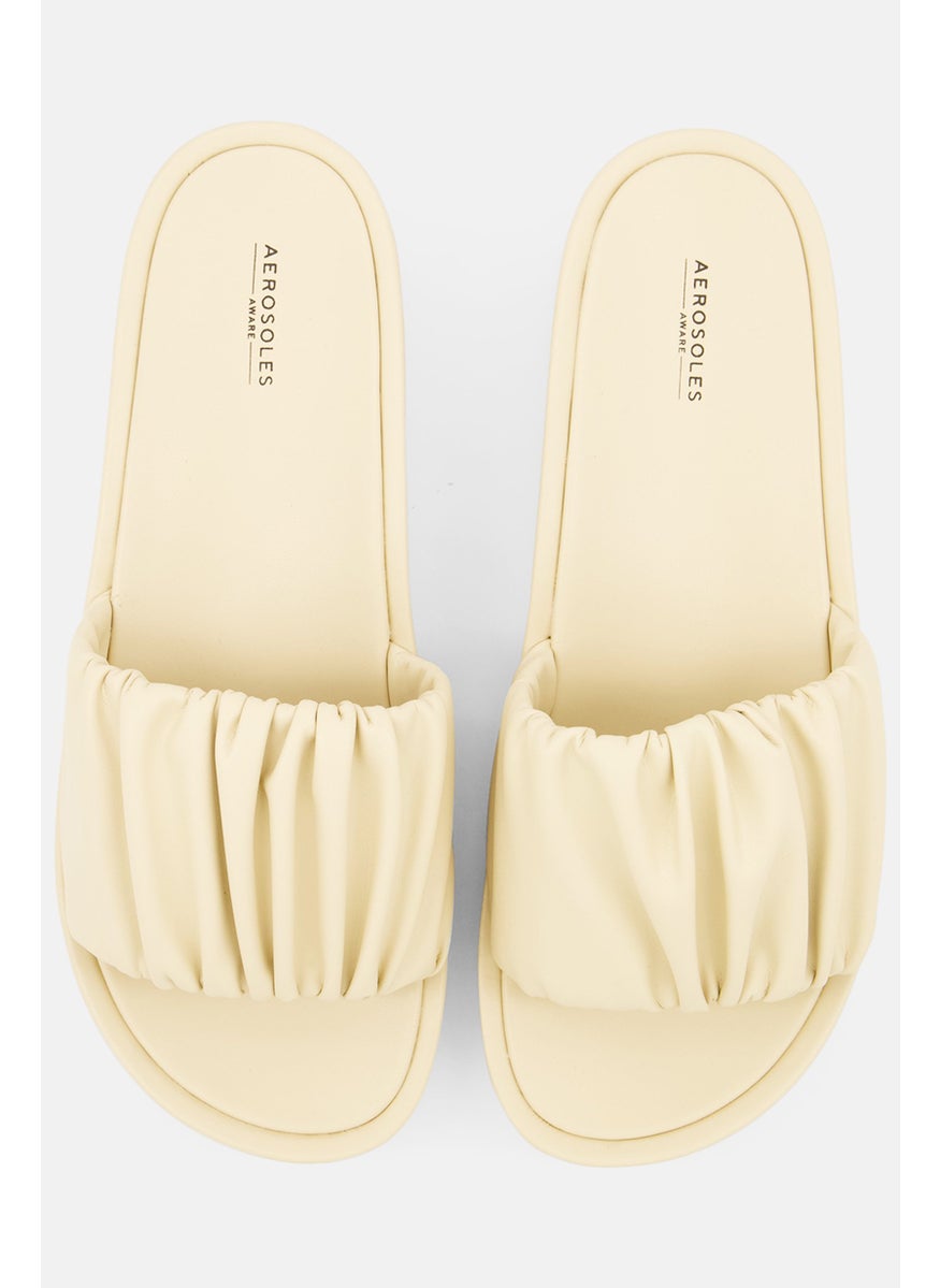 AEROSOLES Women Dada Crinkled Platform Sandals, Off White  - Image 3