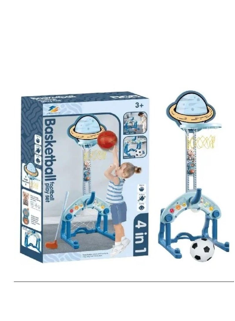 ALCOACH 4 in 1 Kids Basketball Hoop Set Adjustable Sports Activity Center w/ Balls Blue baby - 36 - Image 1