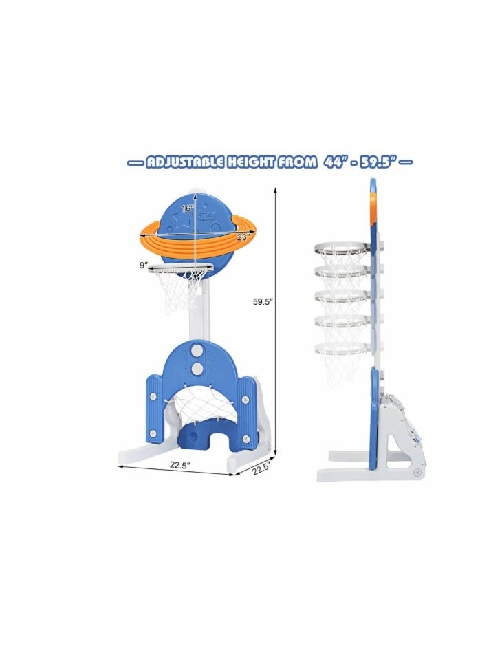ALCOACH 4 in 1 Kids Basketball Hoop Set Adjustable Sports Activity Center w/ Balls Blue baby - 36 - Image 2