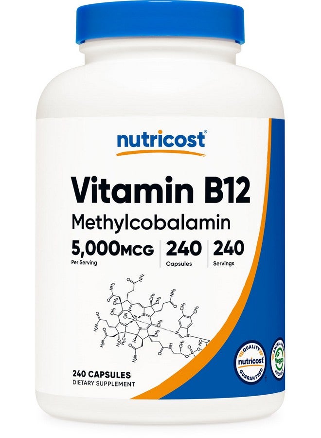 Nutricost Vitamin B12 (Methylcobalamin) 5000mcg, 240 Capsules - Vegetarian Caps, Non-GMO, Gluten Free B12 Supplement - Image 1