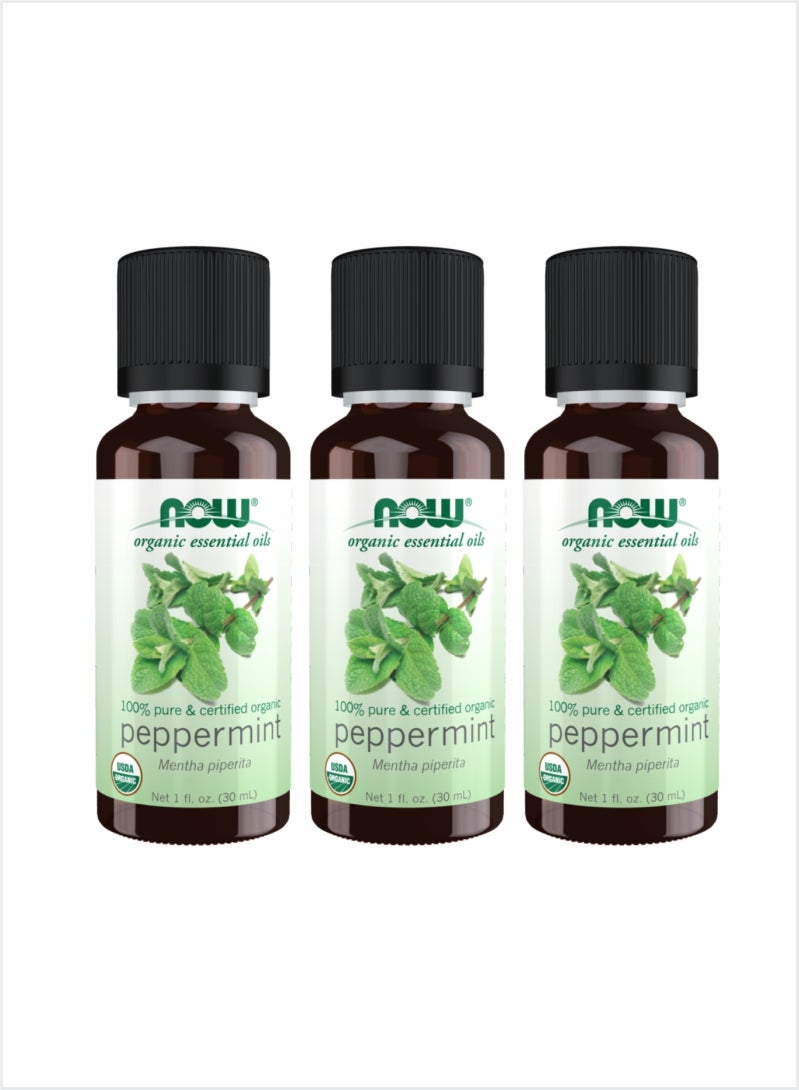 Now Essential Oils 100% Pure Organic Peppermint Oil – 30ml (Pack of 3)