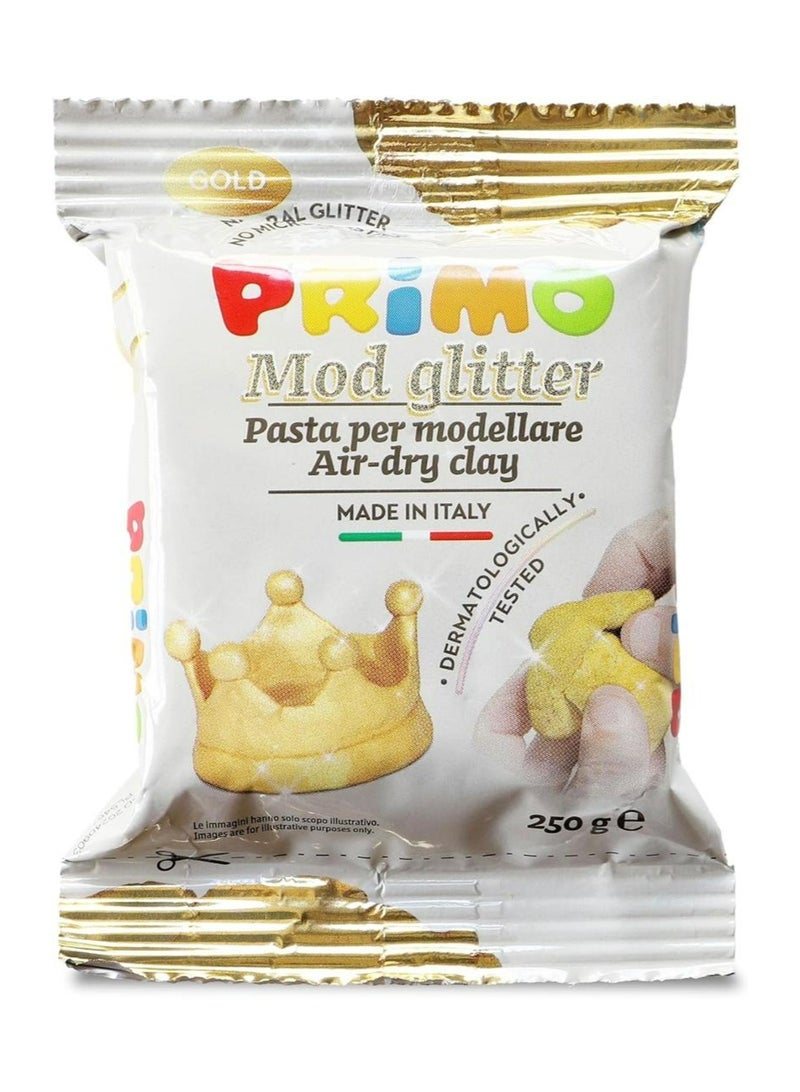 بريمو عبوة طين بريمو الجاف بالهواء،صلصال أصفرلماع، ٢٥٠ غرام، نشاط خالٍ من الشاشات للأطفال، ينمي المهارات الحركية الدقيقة، ويعزز النمو الحسي، يجف ليصبح صلبًا، طين تشكيل، غير سام، للاستخدام في المنزل أو الفصل الدراسي - Image 1