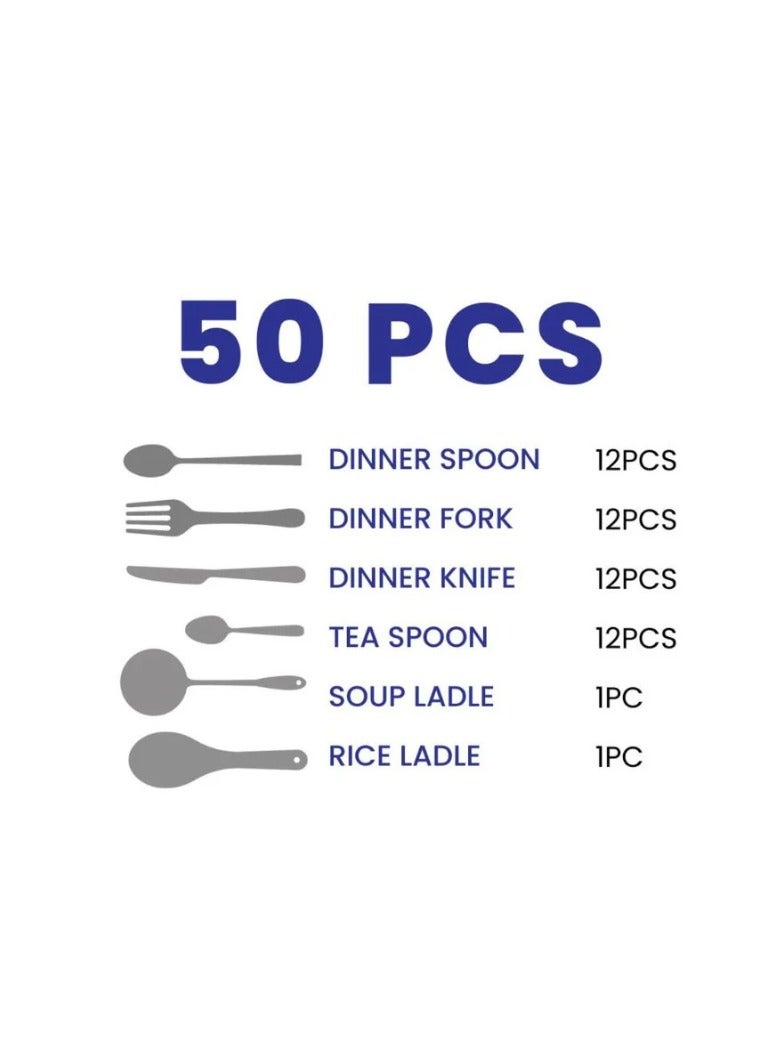 آرشيا طقم أدوات مائدة من الفولاذ المقاوم للصدأ من أرشيا 50 قطعة TM1401GS - Image 2