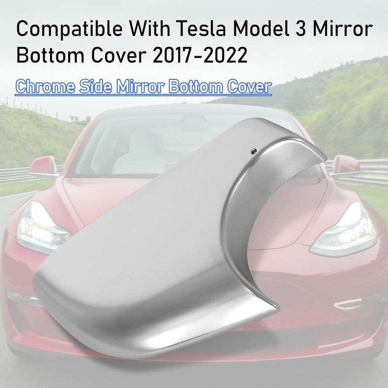 Jaronx Compatible With Tesla Model 3 Mirror Lower Cover 2017-2025,Chrome Left Drive Side Door Wing Rearview Mirror Base Bottom Cover Trim For Tesla Model 3 Accessories(Left) All-scene tailored quality - Image 3
