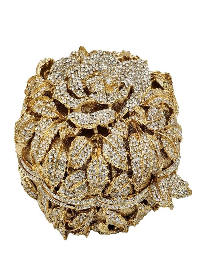 DEBIMY Dazzling Round Shape Rose Flower Evening Bag Elegant Clutch Purses for Women Formal Wedding Party Cocktail Handbags Red - Image 3