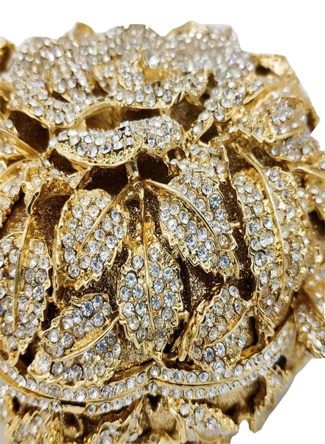 DEBIMY Dazzling Round Shape Rose Flower Evening Bag Elegant Clutch Purses for Women Formal Wedding Party Cocktail Handbags Red - Image 4