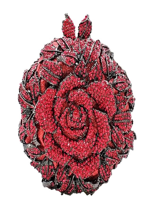DEBIMY Dazzling Round Shape Rose Flower Evening Bag Elegant Clutch Purses for Women Formal Wedding Party Cocktail Handbags Red - Image 1