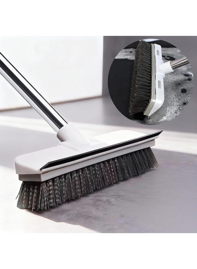 2-in-1 Heavy-Duty Floor Scrubber with Scraper | Extra-Long Handle & Dense Bristles for Stubborn Stains | 45° Ergonomic Angle for Effortless Cleaning on Windows, Bathroom, Kitchen - Image 1