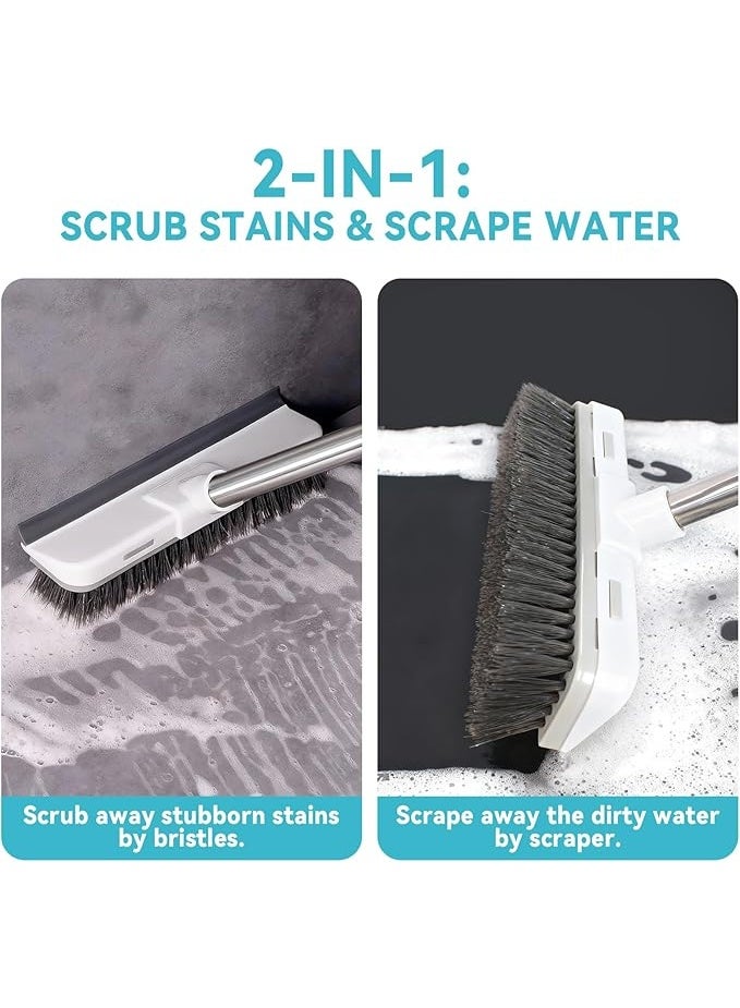 2-in-1 Heavy-Duty Floor Scrubber with Scraper | Extra-Long Handle & Dense Bristles for Stubborn Stains | 45° Ergonomic Angle for Effortless Cleaning on Windows, Bathroom, Kitchen - Image 3