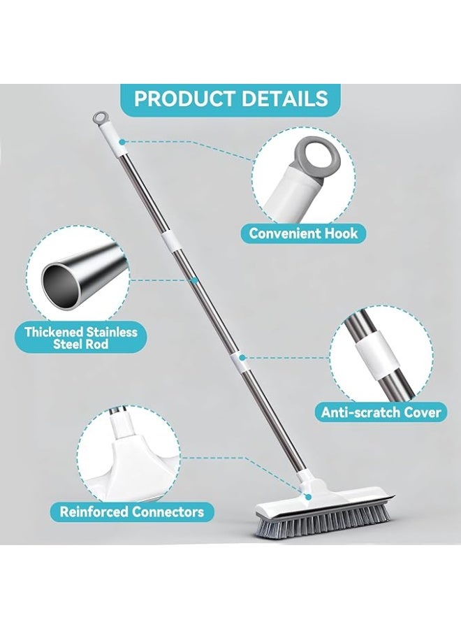 2-in-1 Heavy-Duty Floor Scrubber with Scraper | Extra-Long Handle & Dense Bristles for Stubborn Stains | 45° Ergonomic Angle for Effortless Cleaning on Windows, Bathroom, Kitchen - Image 4
