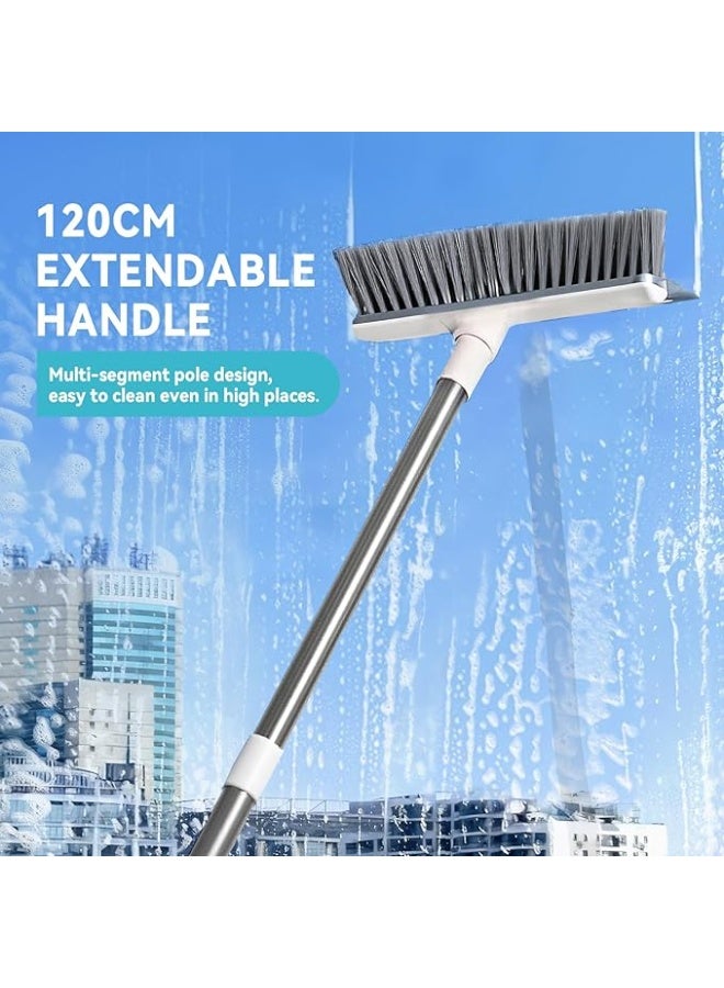 2-in-1 Heavy-Duty Floor Scrubber with Scraper | Extra-Long Handle & Dense Bristles for Stubborn Stains | 45° Ergonomic Angle for Effortless Cleaning on Windows, Bathroom, Kitchen - Image 5