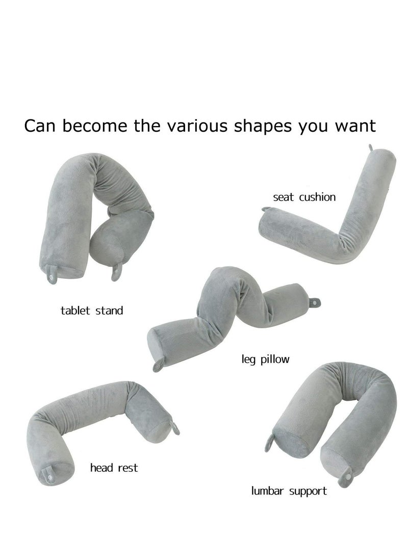 Oasisgalore Twist Memory Foam Travel Pillow Neck Pillows Travel Essentials Traveling on Airplane, Bus, Train(Grey)  - Image 2
