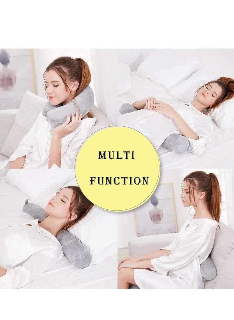 Oasisgalore Twist Memory Foam Travel Pillow Neck Pillows Travel Essentials Traveling on Airplane, Bus, Train(Grey)  - Image 3