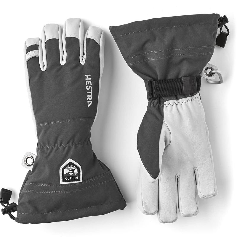 Hestra Army Leather Heli Ski Glove, 5-Finger Snow Glove for Skiing & Snowboarding for Men & Women - Grey - 8 - Image 1