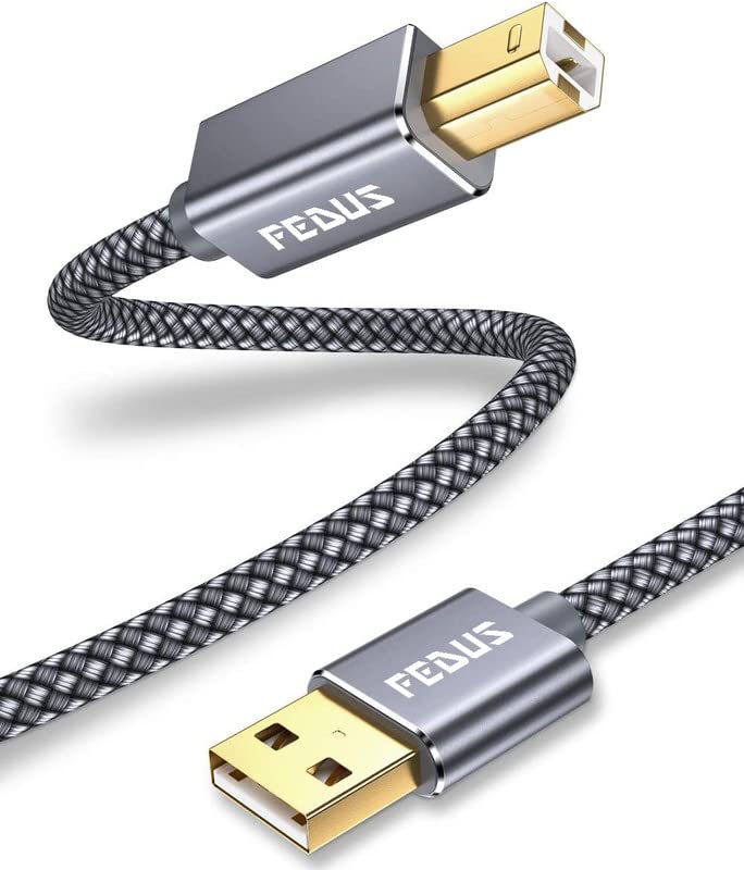 FEDUS 1.5 Meter USB Printer Cable, Nylon Braided Gold Plated USB A to Male To USB B 2.0 Cable Cord Compatible with Printers, Scanner For Brother Dell, HP, Epson, Canon, Lexmark, Xerox, Samsung, Epson - Image 1