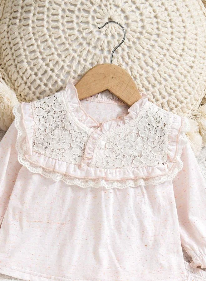 Take Two  Girls Light Pink Cotton Top And Pyjama Set for Women | Best Price UAE