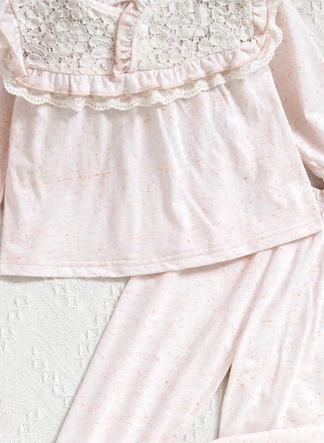 Take Two  Girls Light Pink Cotton Top And Pyjama Set for Women | Best Price UAE