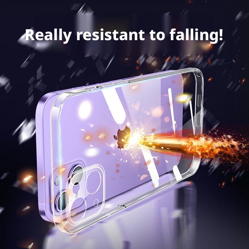 Hongjin Tempered Glass Phone Case for iPhone 14-17 Series, Anti-Yellow, Shockproof - Image 2