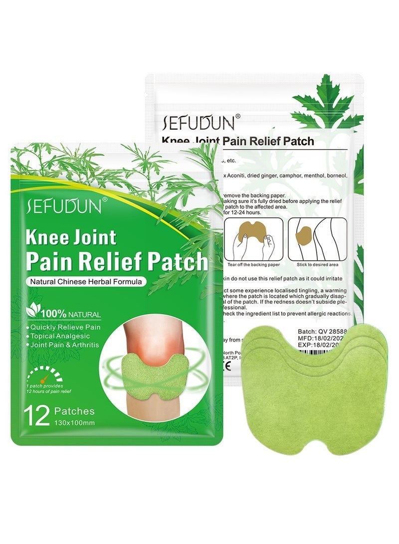 Sefudun 12 Pcs Knee Patches,Chinese Herbal Natural Knee Joint Pain Relief Patch Knee Pain Treatment Plaster And Pads For Knee - Image 1