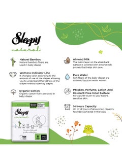 Sleepy Natural Size 6 , Newborn, 40 Count, 15-25Kg Hypoallergenic Baby Dry Diapers, Organic Cotton, Highly Absorbent, Bamboo Extract, 2X20 Ultimate Comfort And Dryness, 100% Leakage Protection  - Image 4